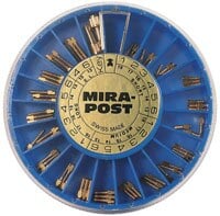 Mirapost Classic Gold Plated Screw Posts, Refill, Size M-2, 9.5 mm Length, 1.05 mm Diameter, 12/Pkg