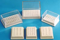 Mirabor 48-Hole Handpiece Bur Block, Autoclavable, Clear Cover, 1/16"