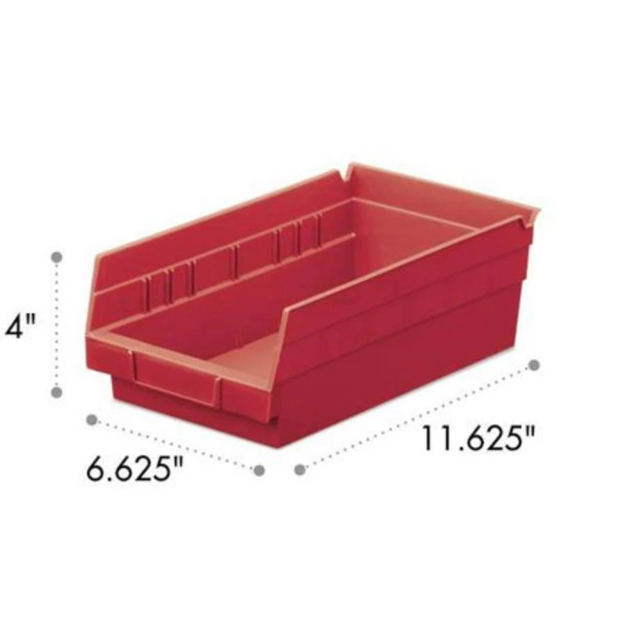 Marketlab Shelf Bin, Red Polypropylene with Label Slot, 11-5/8 x 6-5/8 x 4"