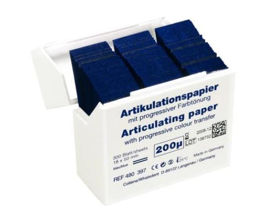 Hanel Articulating Paper Strips, 200 Microns, Blue, 18 x 50mm, 300/Box, 480397