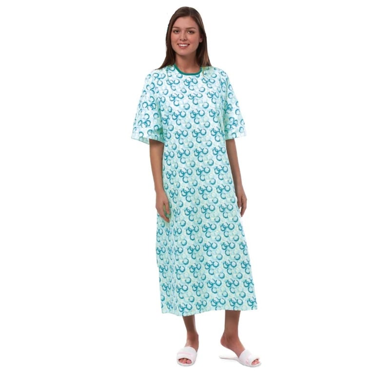 Fashion Seal Patient Gown, Adult Unisex, One Size, Sage Optics, Polyester/Cotton Sheeting, 51 in, In-Sleeves, Each
