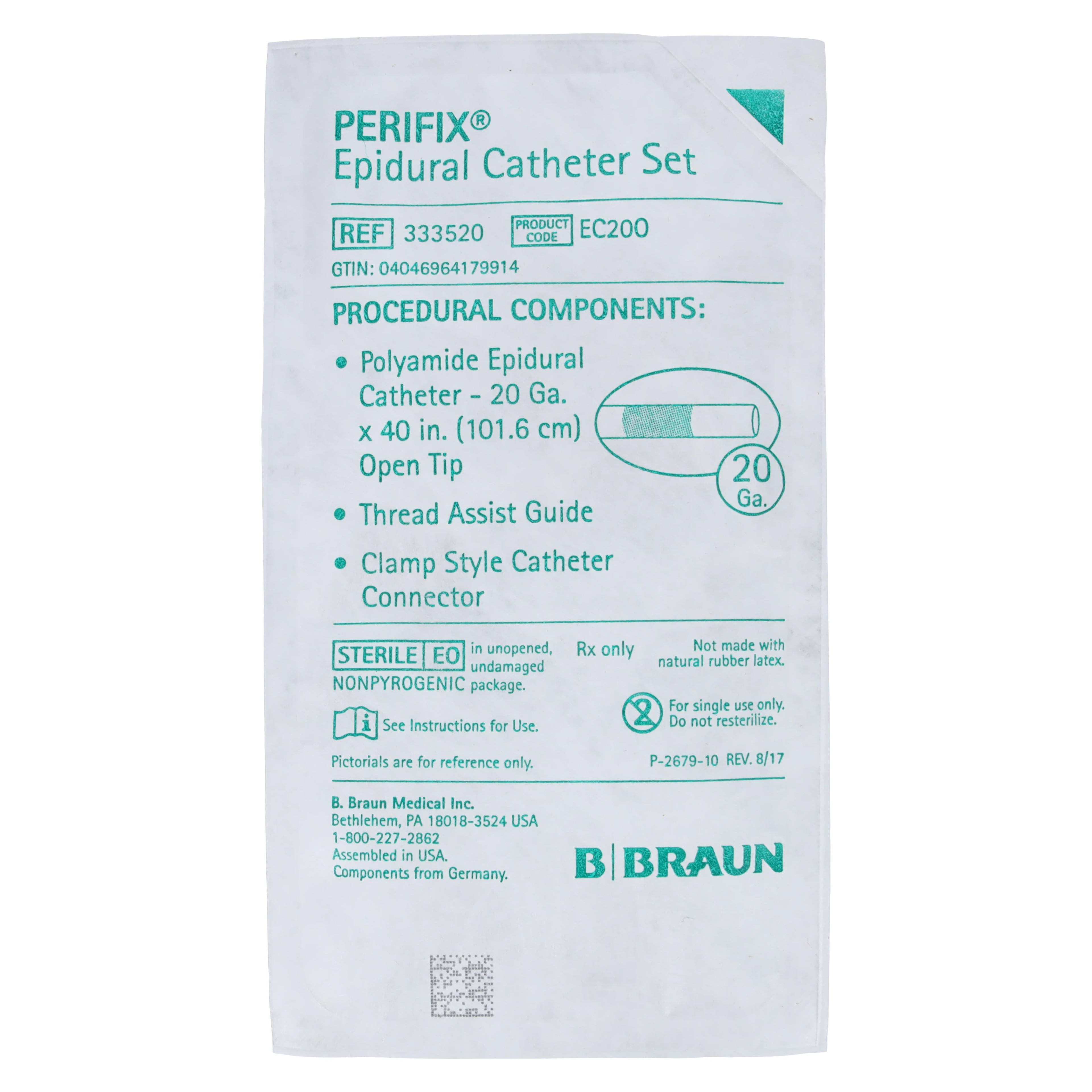 B. Braun Perfix Epidural Catheter, 20 Gauge, 40 Inch, Open Tip