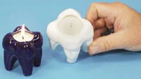 White Mira Molar Shaped Candle Holder, 3" x 3" x 3", 1 Each, 707027