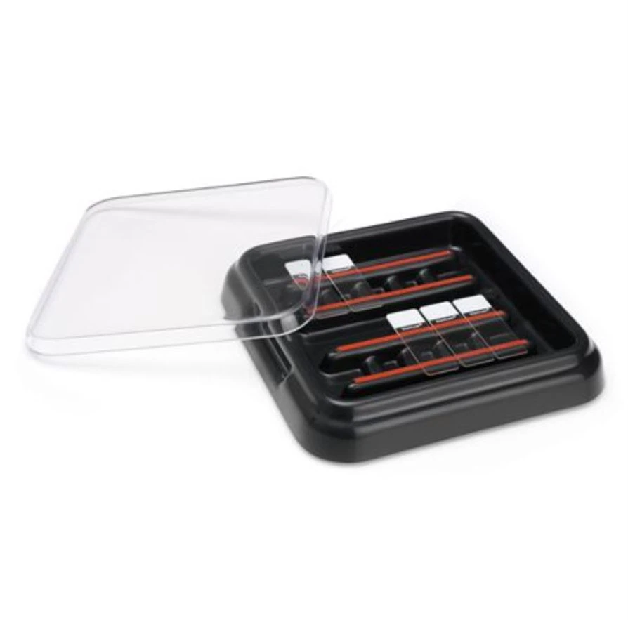 Marketlab Mini-Stain Tray, ABS Plastic, 10-Place, Clear/Black, 9x9x1-3/4"