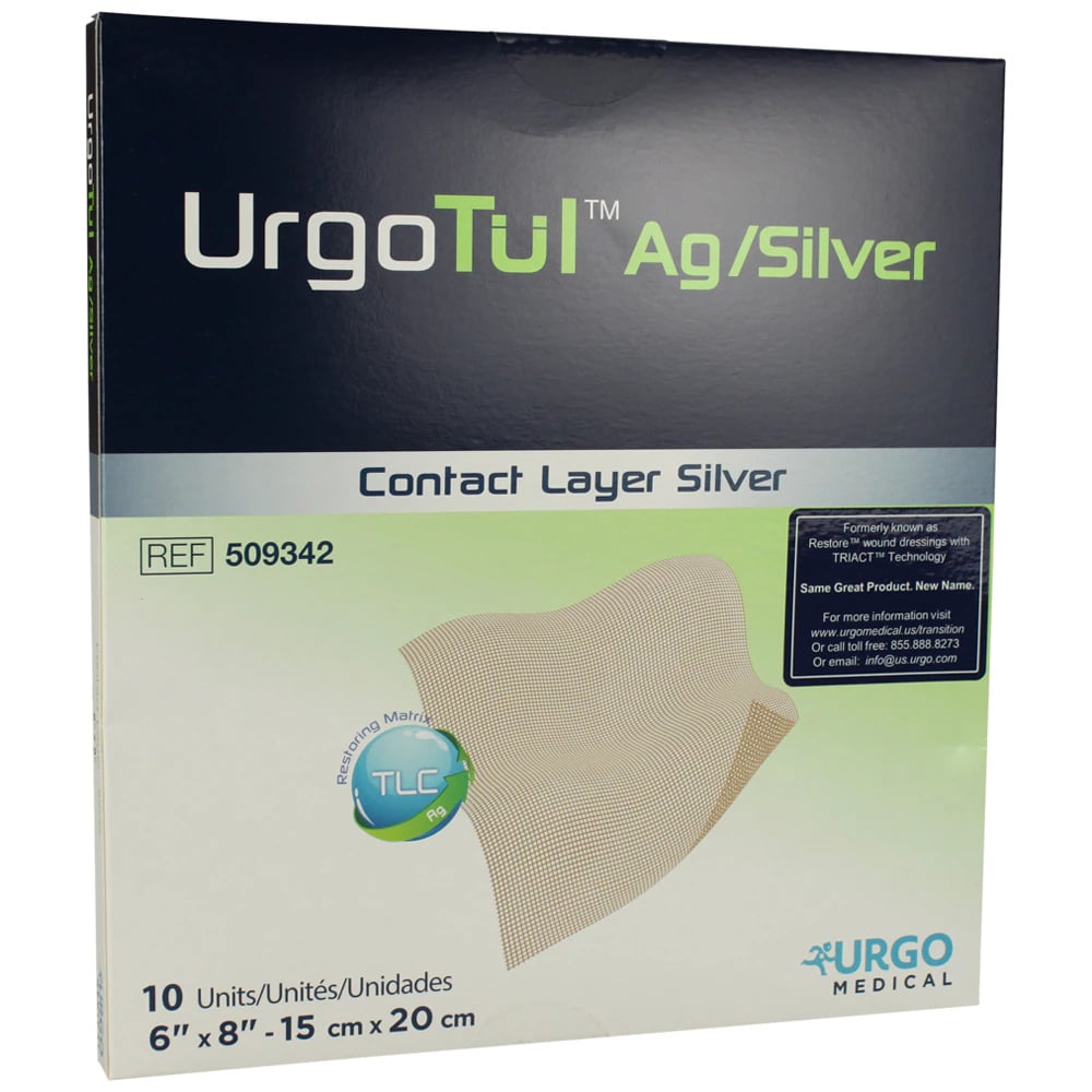 Restore Foam Contact Layer Dressing with Silver, 6x9", Sterile, Non-Adhesive, White, Latex-Free