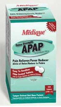 Medique APAP Extra Strength Acetaminophen Tablets, 500 mg, Extra Strength, 250 Count (2 x 125 Tablets)