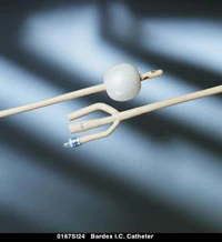 Bardex 3-Way Foley Catheter, 22 Fr, 30 cc Balloon, Silicone, Medium Length Tip