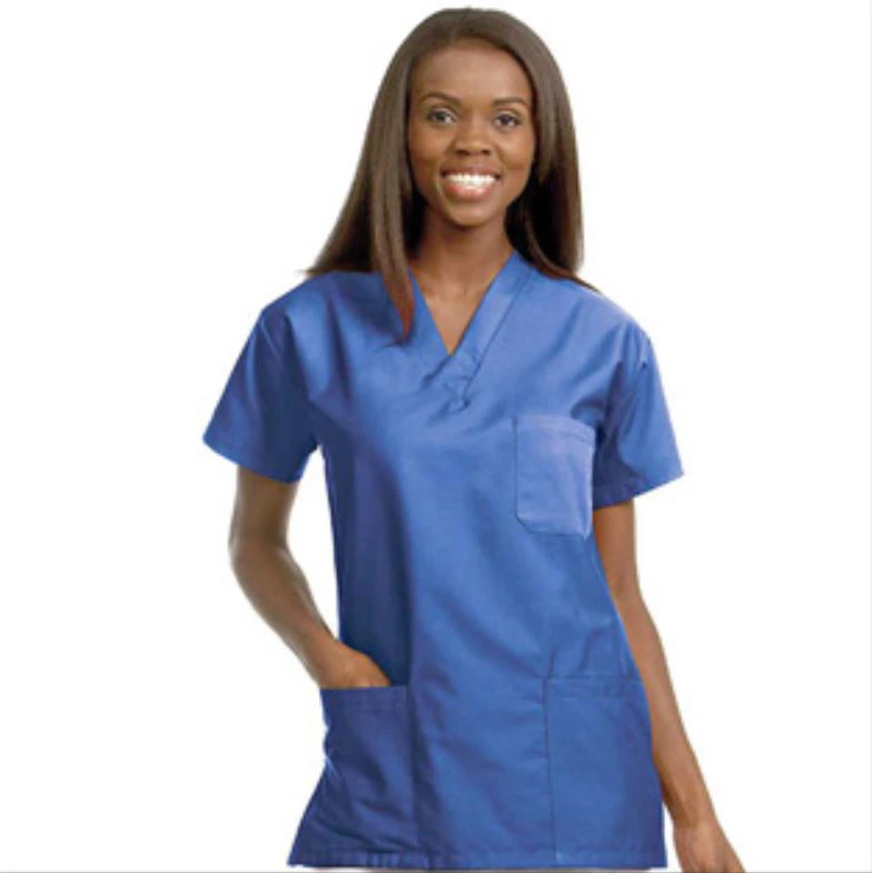 Fashion Seal Scrub Shirt, 3-Pocket V-Neck, Large, Blueberry, 65% Polyester / 35% Cotton
