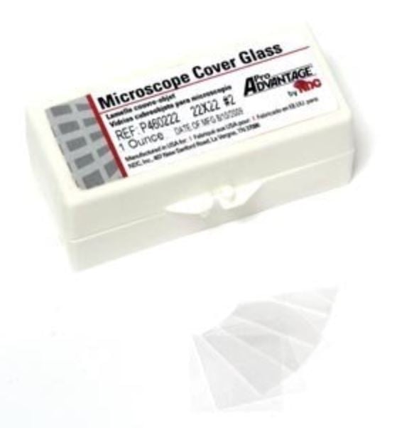Microscope Cover Glass #2, 22x22mm, Non-Fogging/Non-Corrosive, 10 Dozen/Box