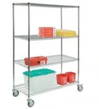 Lakeside Wire Cart, 4-Shelf, 63"W x 18"D x 69"H, with (4) 5" Swivel Casters