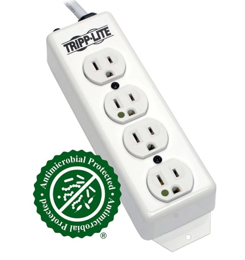 Tripp Lite Power Strip 4-Outlet Hospital-Grade Plug & Receptacles