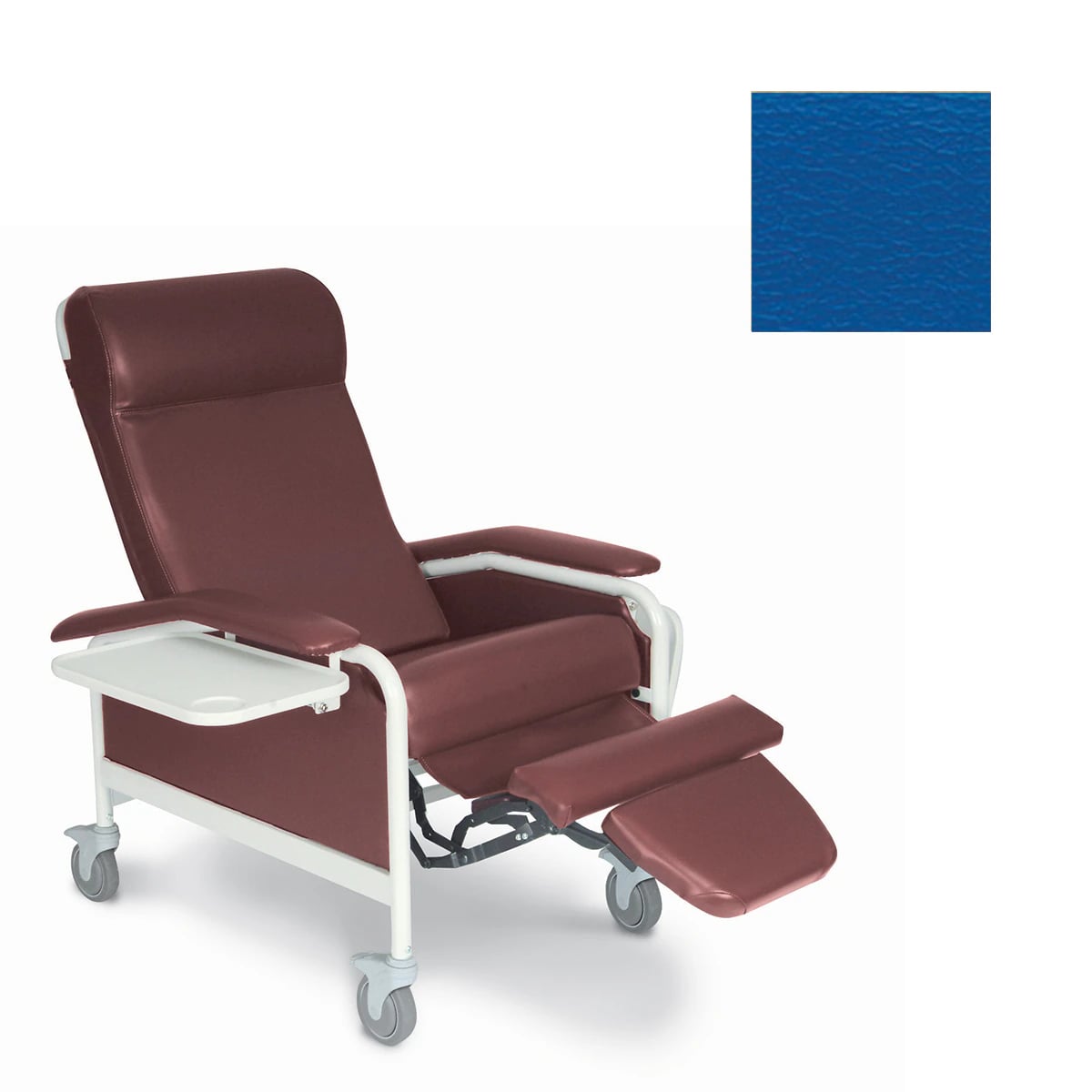 Winco CareCliner Trendelenburg Recliner with Nylon Casters, Royal Blue, 275 lb Capacity