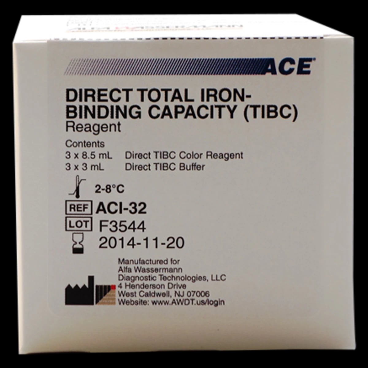 Ace Direct TIBC Reagent, 3x8.5mL/Bottle, 3x3mL, 120 Count, 1/Kit