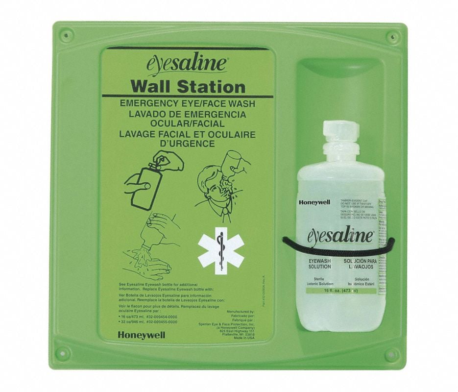 Grainger Eye Wash Station, 16 oz, Green, ANSI Z358.1-2009 Compliant, Extended Flow Nozzle
