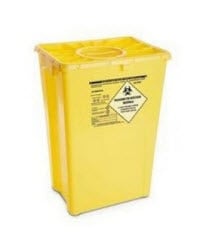 PGII Sharps Waste Container, 12 Gallon, Red, Double Lid, Horizontal Drop, Polyethylene, 8/Case