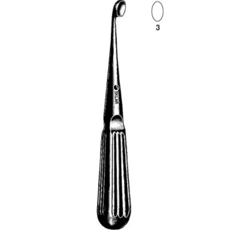 Sklar Bruns Bone Curette, Oval #3, 6-3/4" Stainless Steel
