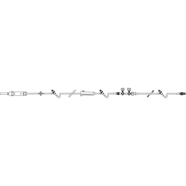 Baxter Continu-Flo IV Solution Set with 4-Way Ganged Stopcock, 10 Drops/mL, 89" Male Luer Lock Adapter, 48/Case