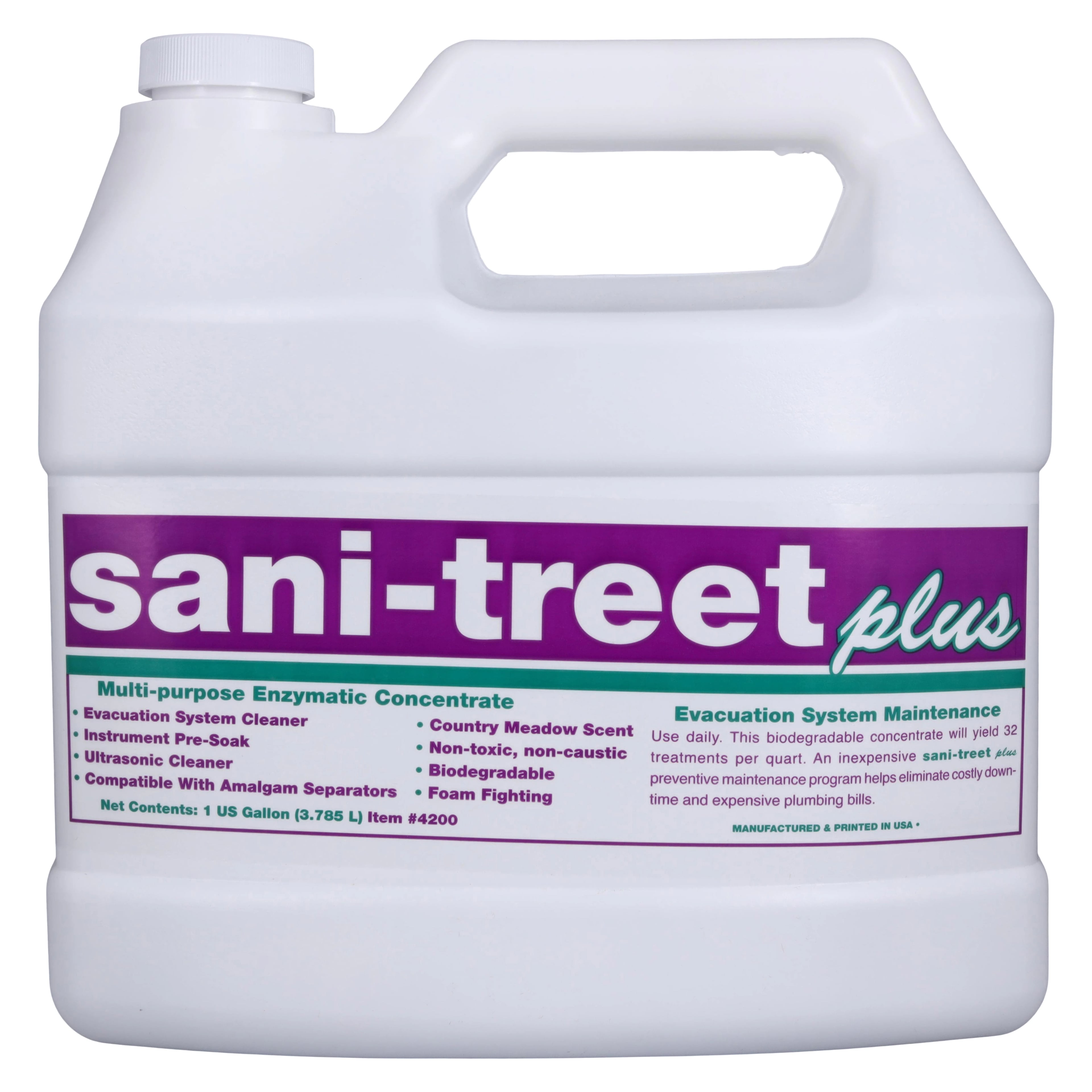 Sani-Treet Plus Enzymatic Evacuation Cleaner, Country Meadow Scent, 1 Gallon with Pump, 4/Case