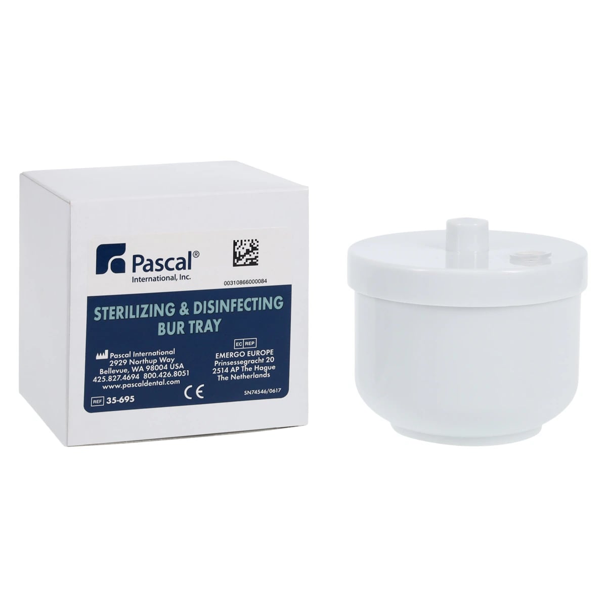 Pascal Bur Sterilization Tray, Touch-Free, Round, 2-5/8" H x 3" Diameter, 35-695