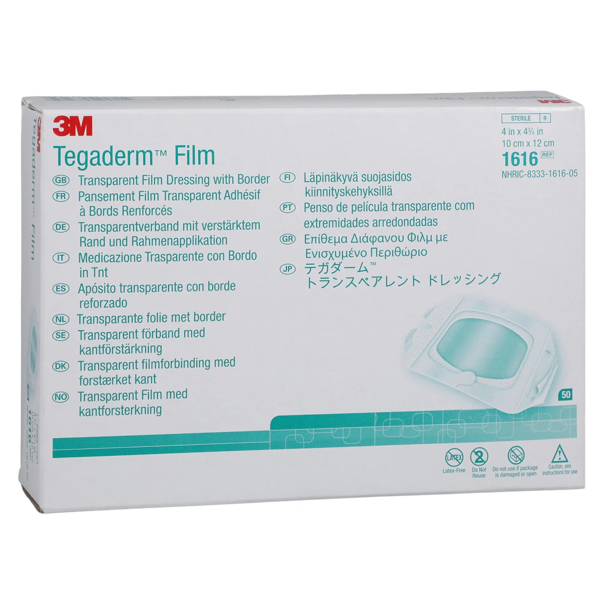 Tegaderm Transparent Dressing, Film IV/Frame Style, 4x4-3/4", Sterile, Large, Latex-Free