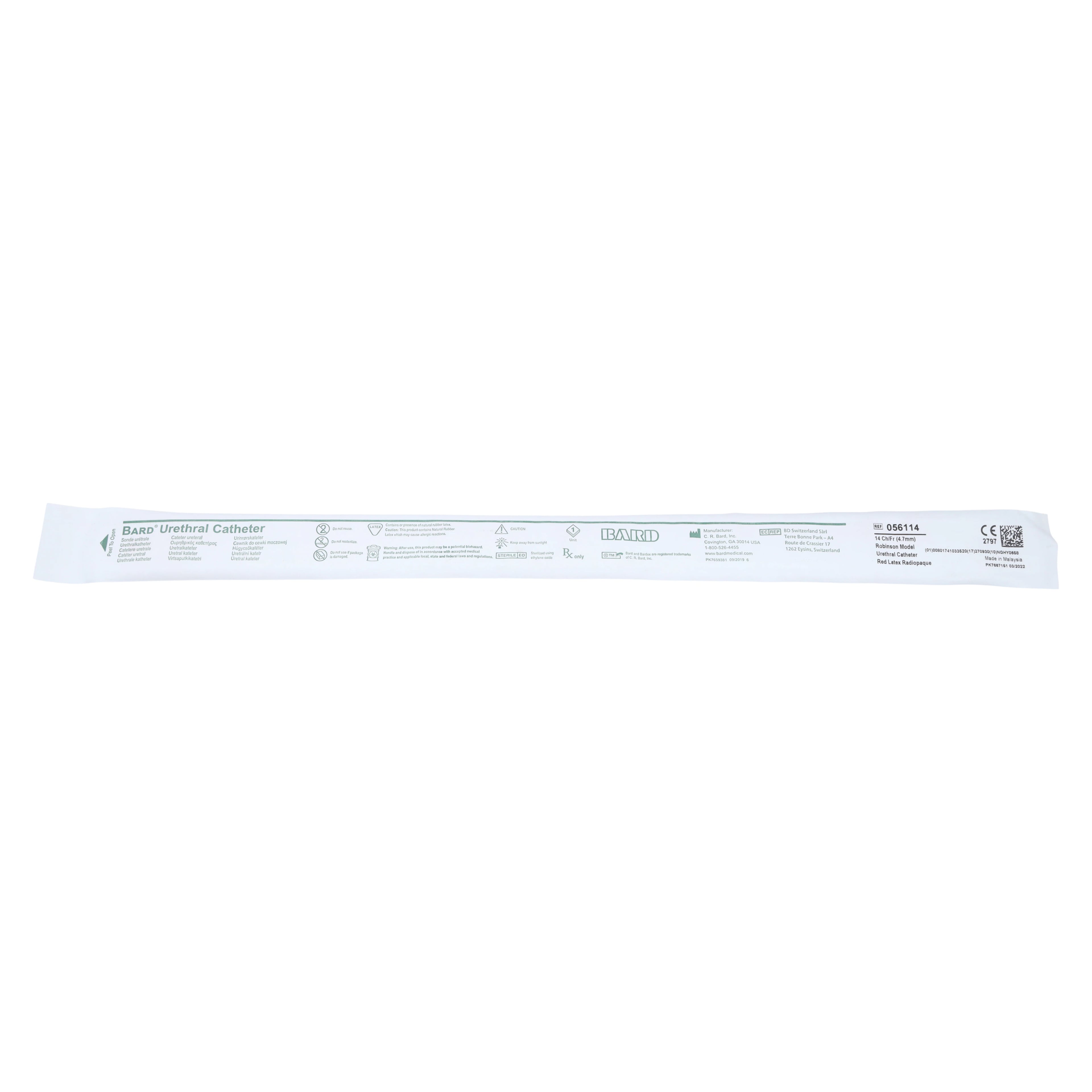 Bardex Intermittent Catheter, Straight, Hollow Round Tip, 14 Fr, Red Robinson