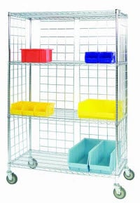 Lakeside 3-Sided Utility Cart with Casters, 69"H x 24"W x 48"L, 5" Casters