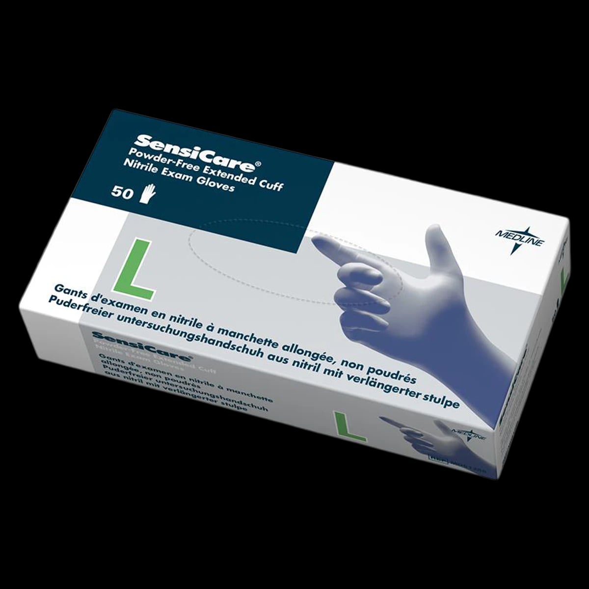 SensiCare Nitrile Exam Gloves, Powder Free, Non-Sterile, Large, Blue, Chemo Tested