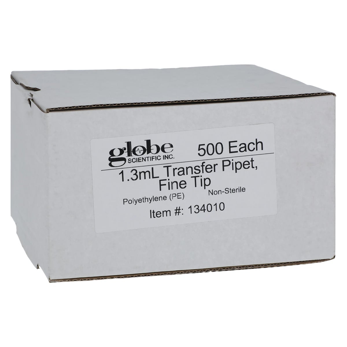 Globe Scientific Transfer Pipette, Fine Tip, 1.3 mL, Non-Graduated, 51 mm, Non-Sterile, Disposable, 500/Box