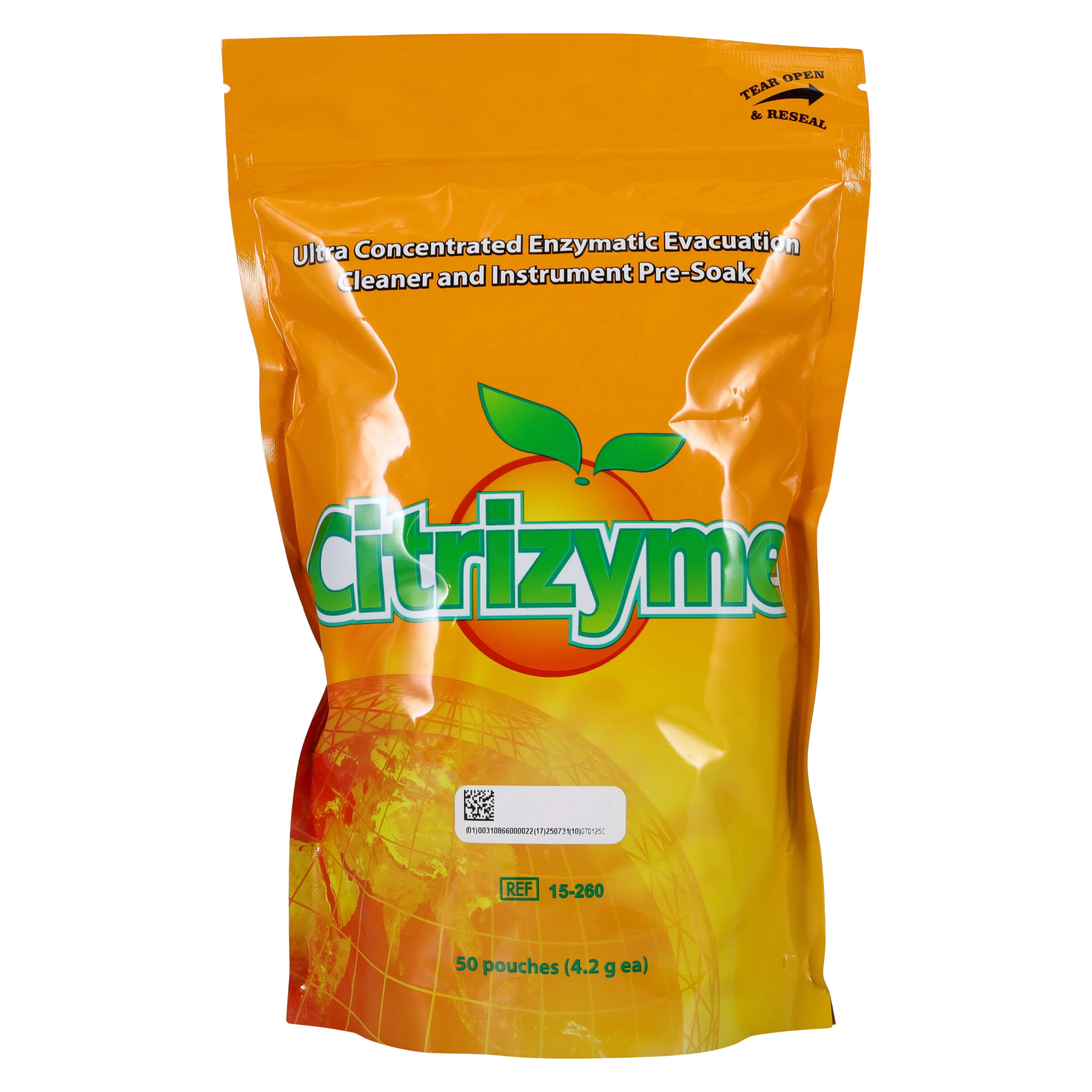 Citrizyme Ultra Concentrated Enzymatic Evacuation System Cleaner, Unit-Dose Powder Packets, Citrus Scent, 4.2 g, 50/Pk, 15-260