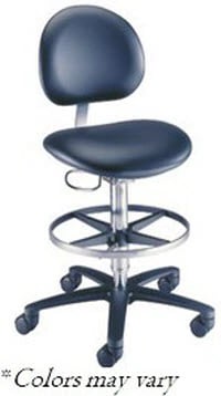 Brewer Millennium Series Laboratory Stool with Back and Casters, 250 lb Capacity