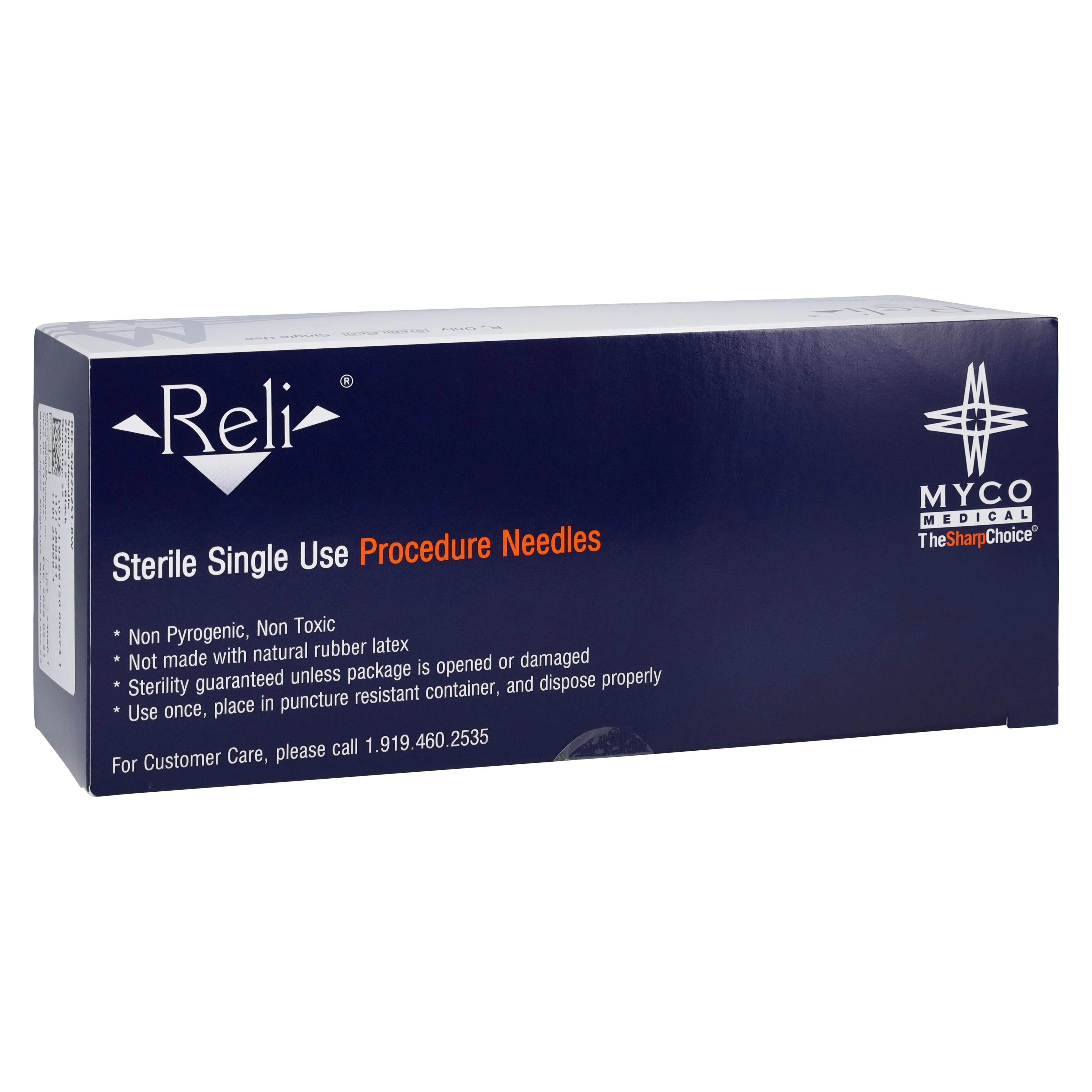 Myco Medical Reli Quincke Point Spinal Needle, 22G x 2-1/2", Sterile, Black Hub, 25/Bx, SN22G251-RW