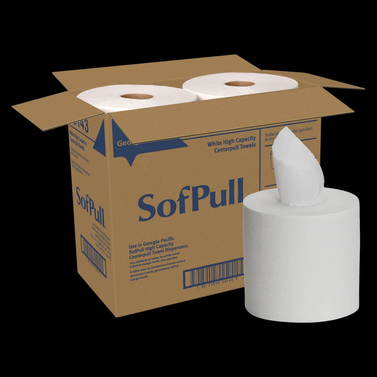 Georgia-Pacific Premium SofPull Centerpull Towels, 1-Ply, White, 7.8" x 15" Sheets, 567 Sheets/Roll, 4 Rolls/Case