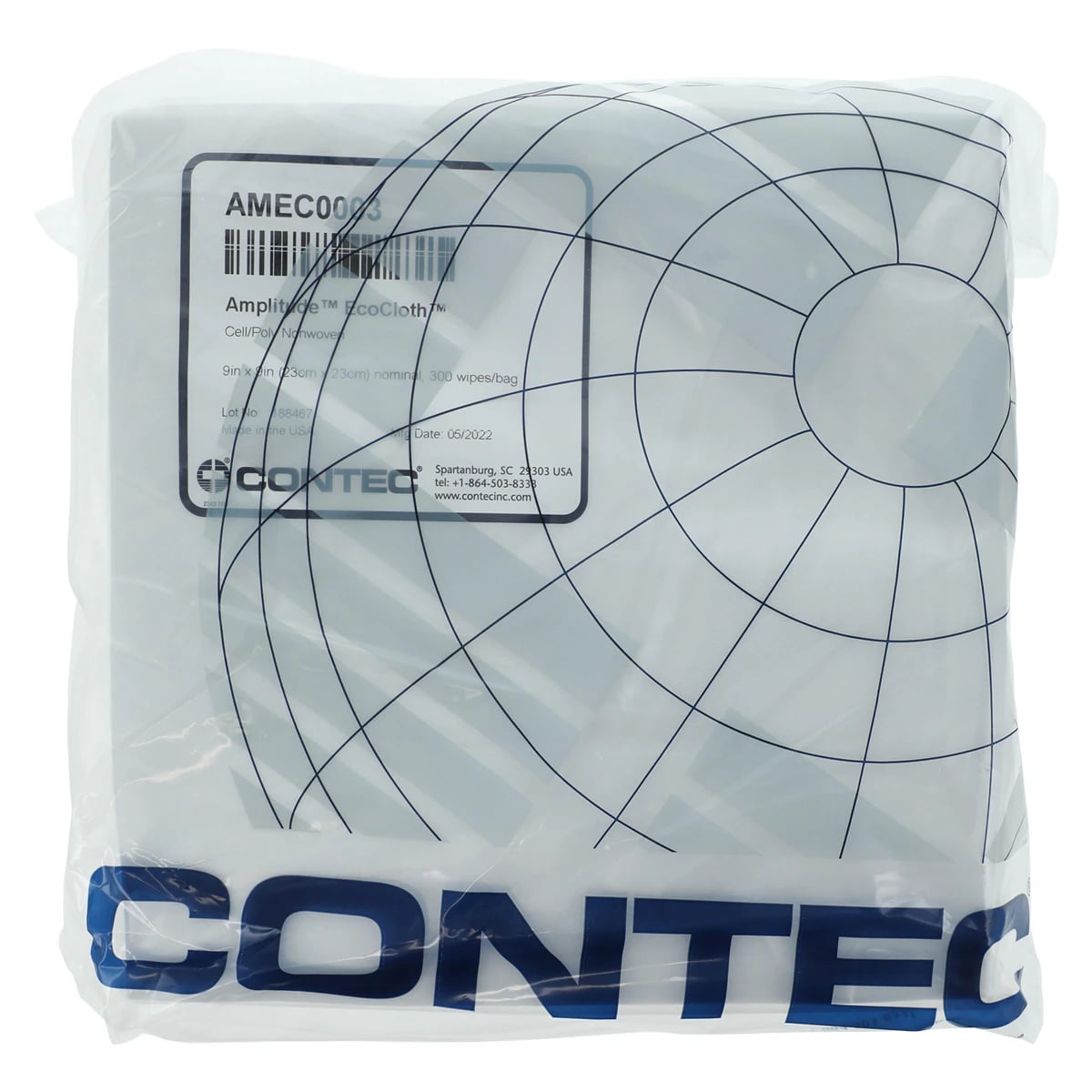 Amplitude Ecocloth Wipe, Disposable, Non-Woven Polyester, Non-Sterile, 9 in x 9 in, White, 3600/Case