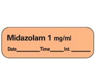 Labels Midazolam Orange, 1mg/mL, 1-1/2x1/2", 600/Roll, DTI Anesthesia