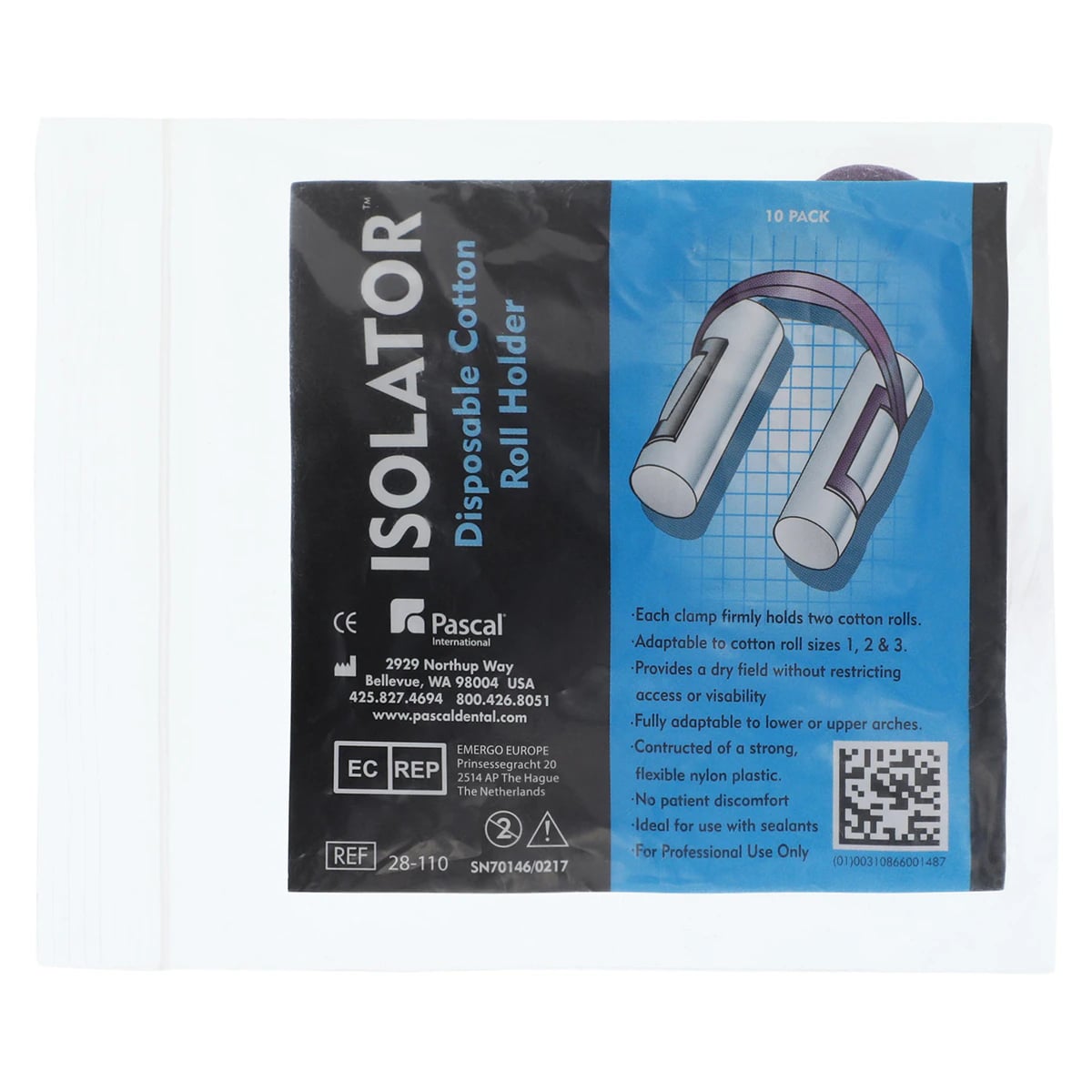 Pascal Isolator Disposable Cotton Roll Holder, 10/Bx, 28-110