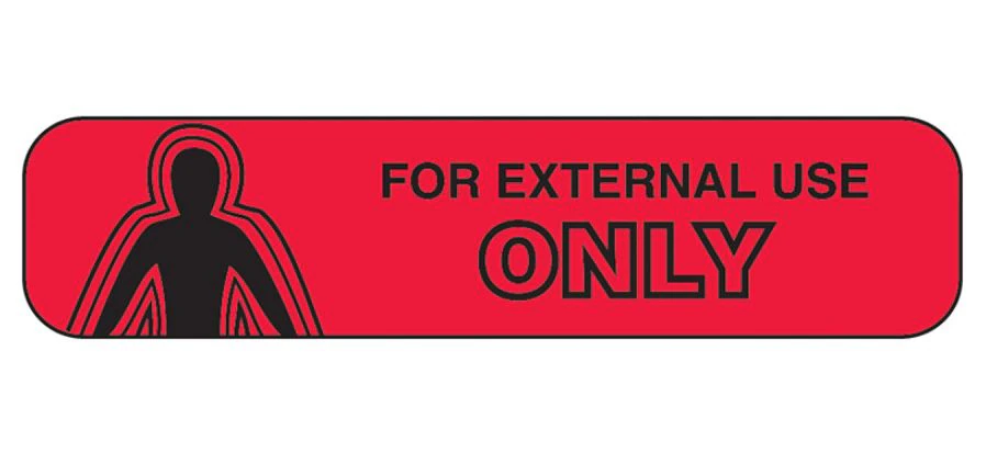 Health Care Logistics Label, External Use Only, Red, English, 1-5/8" x 3/8", 1000/Package