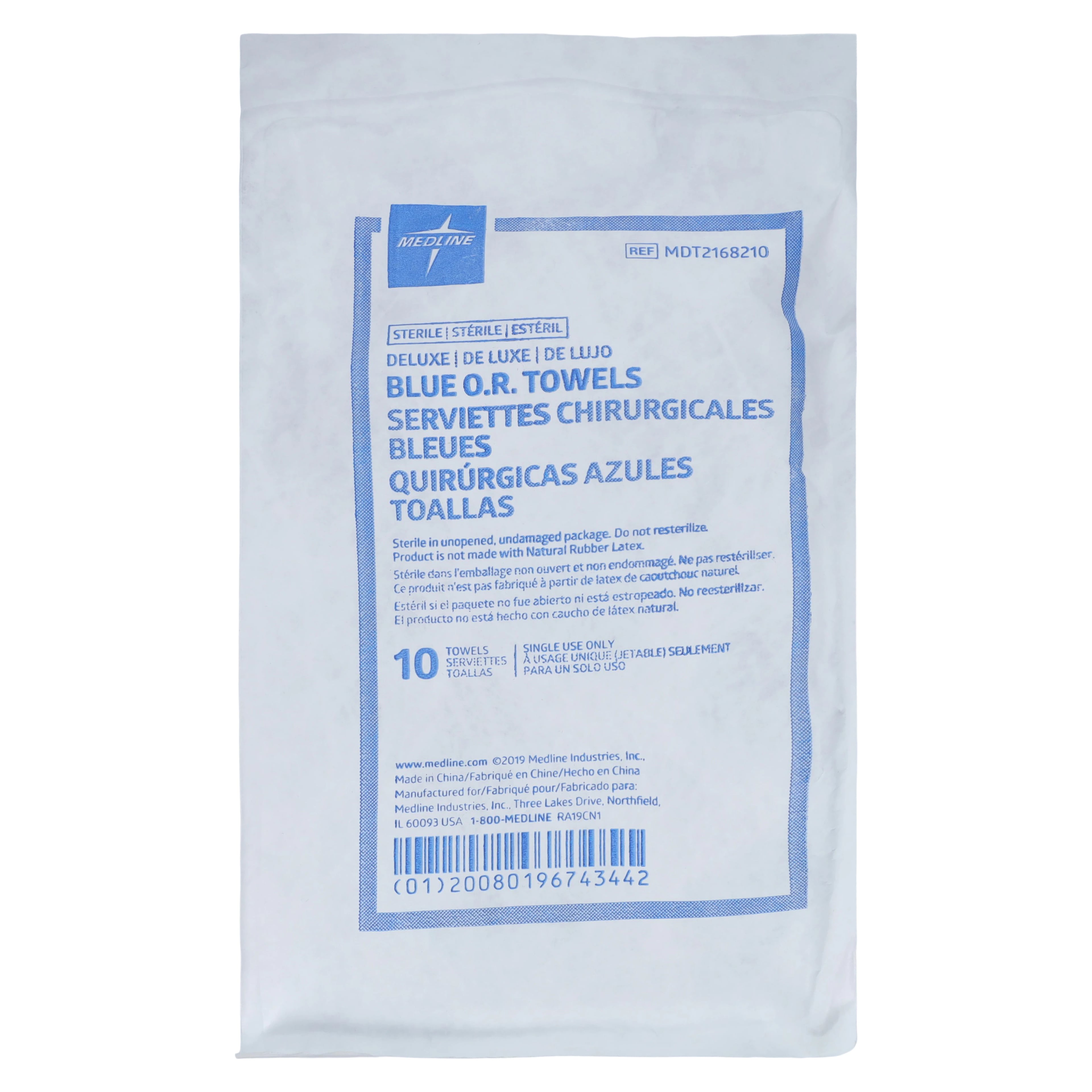Medline O.R. Blue Sterile Disposable Towels