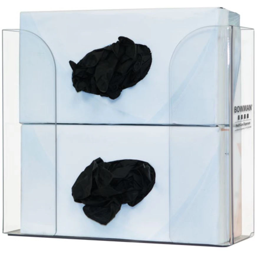 Bowman Glove Box Dispenser, Double, Clear PETG, Holds 2 Boxes