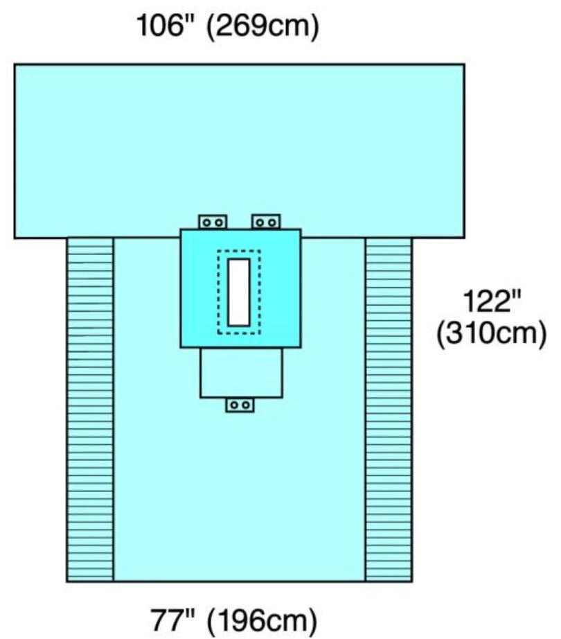 Medline Laparotomy Drape, Fenestrated, Sterile, 16x77x122" with 4x12" Fenestration