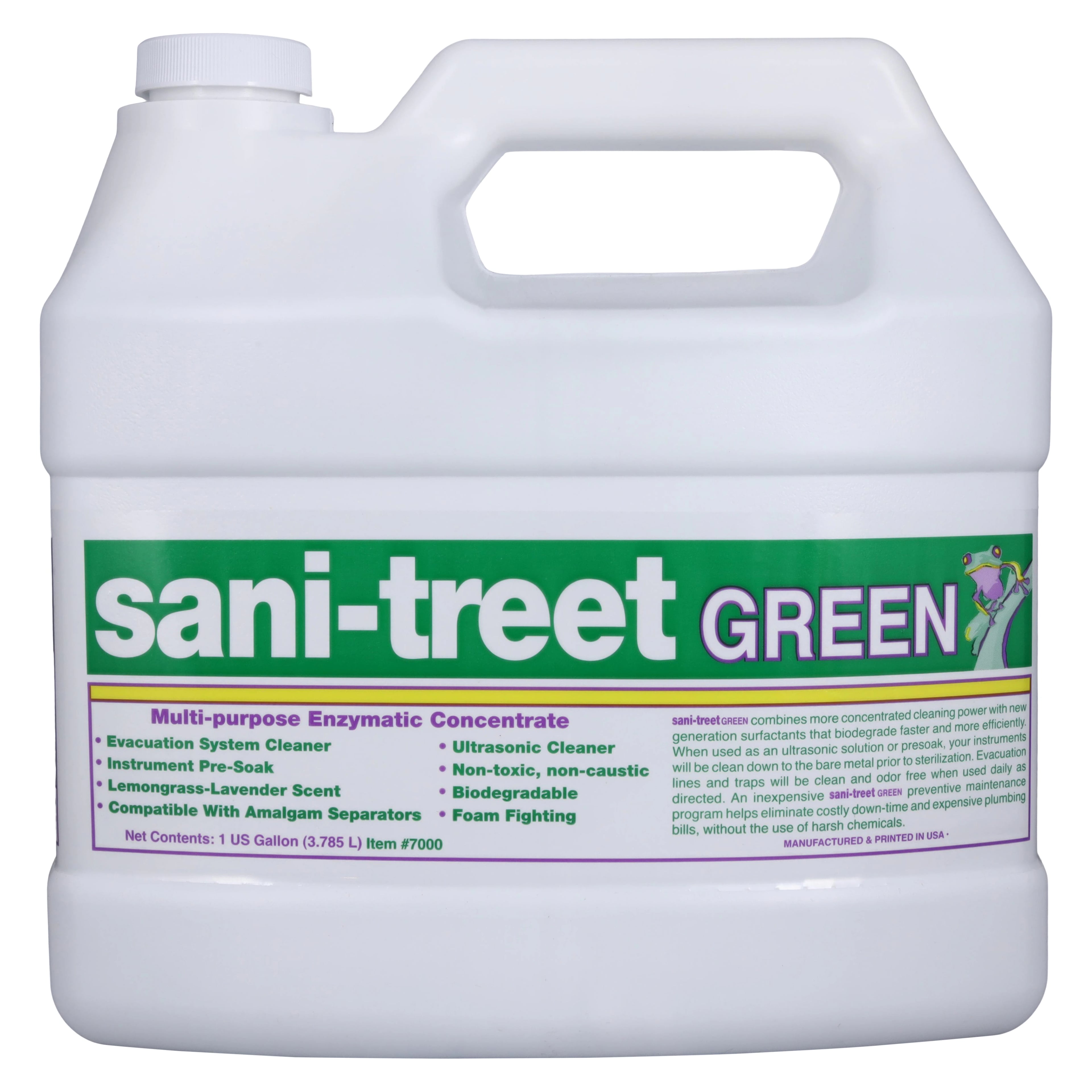 Sani-Treet Green Enzymatic Evacuation Cleaner, Lemongrass-Lavender, 1 gal Bottle, 4/Cs