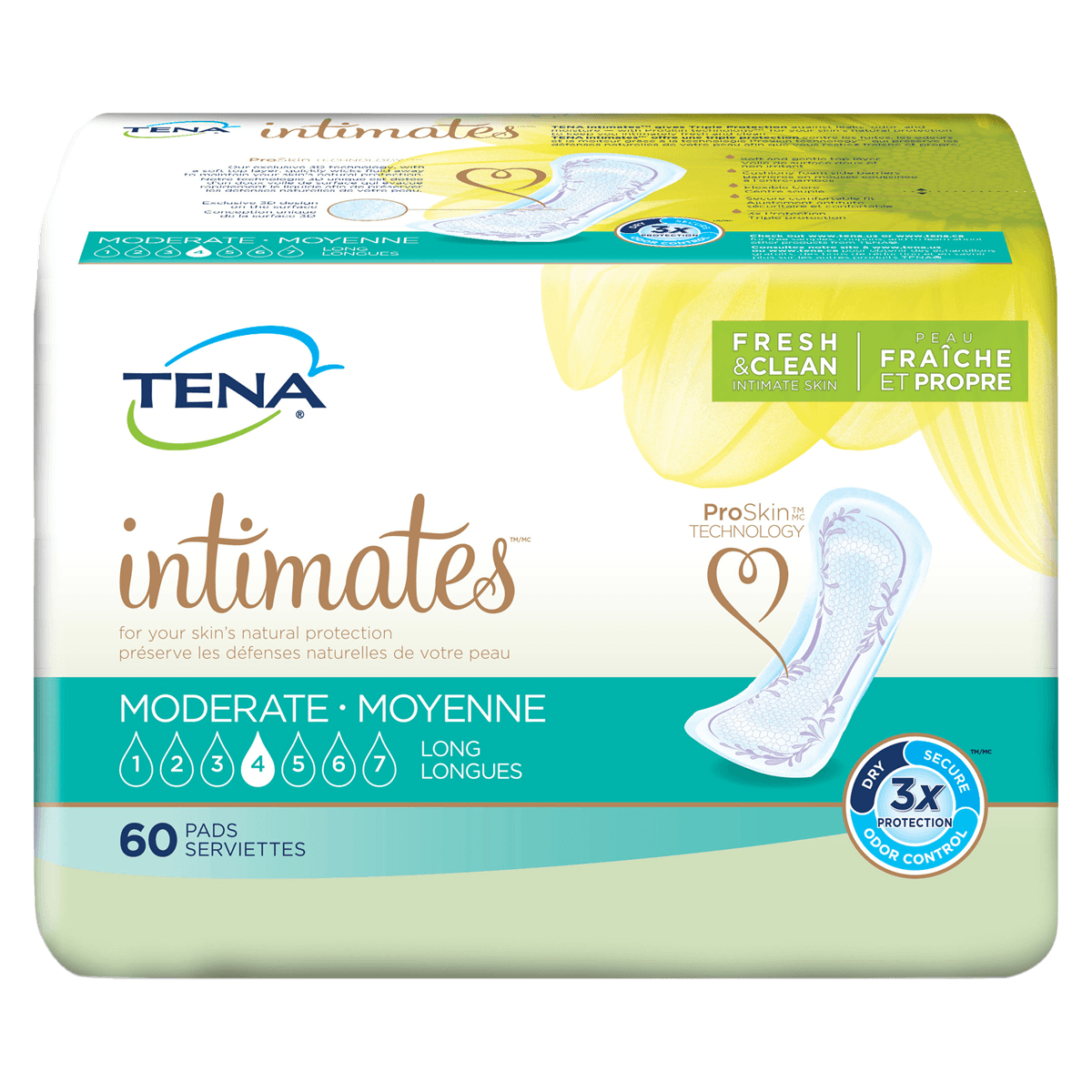 TENA Sensitive Care Incontinence Pad, Unisex Adult, Moderate, 12" Length, White, 60 per Pack