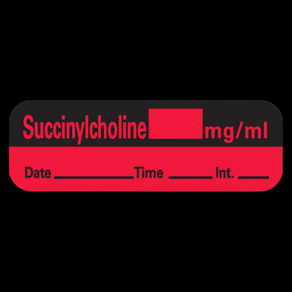 Anesthesia Label DTI Succinylcholine mg/ml, Fluorescent Red, 1-1/2" x 1/2", Each