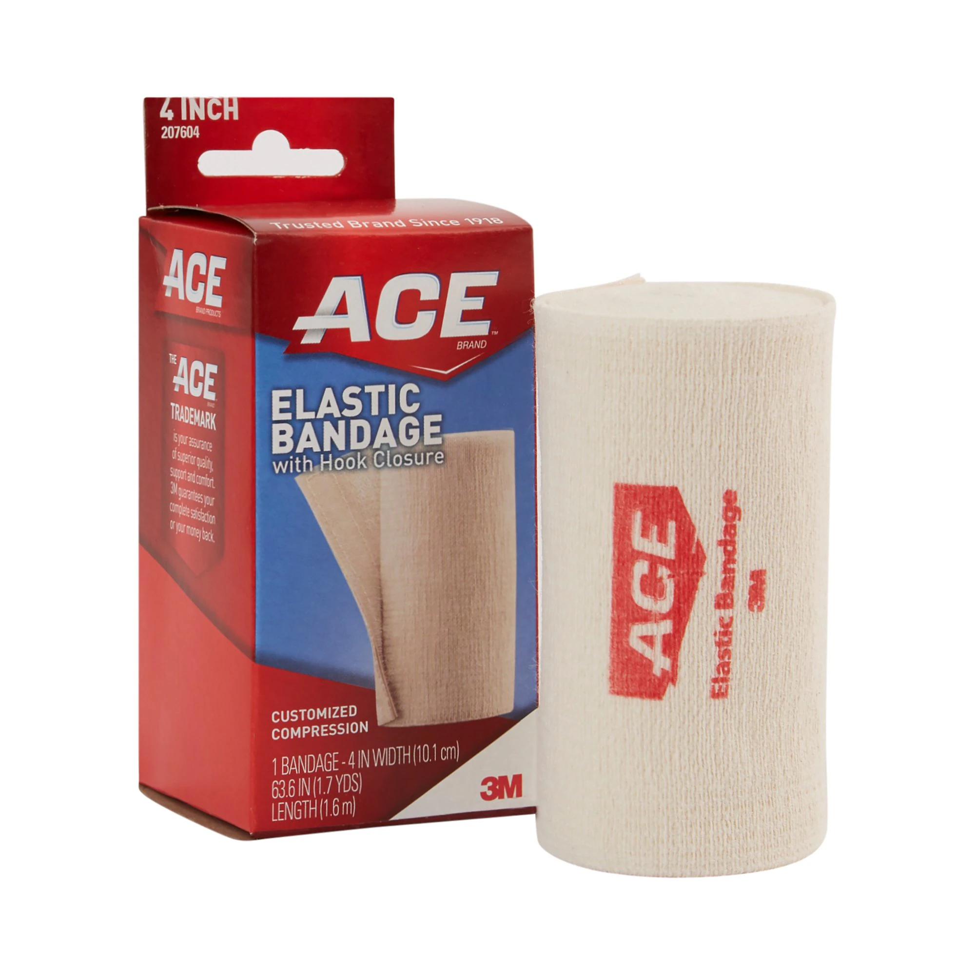 ACE Stretch Bandage Elastic 4" x 5.3' Beige Non-Sterile, 72/Case