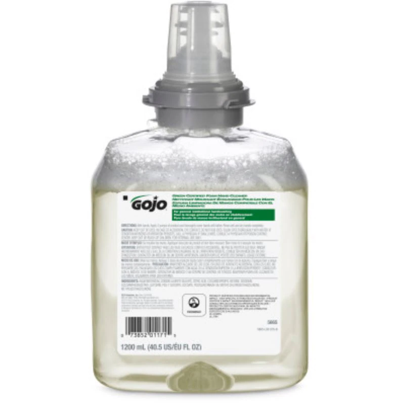 Gojo Green Cert Foam Hand Cleaner, 1200 mL, Touch Free Refill, 2/Case
