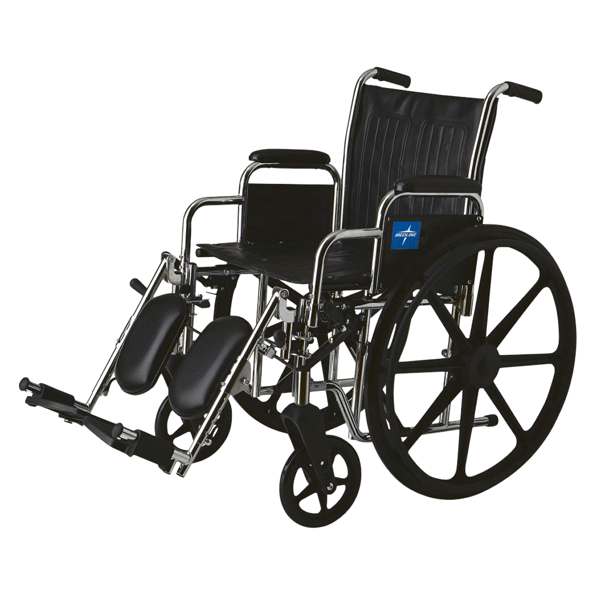Medline Excel 2000 Transport Wheelchair, Black, 18" x 16" Seat, 300 lb Capacity
