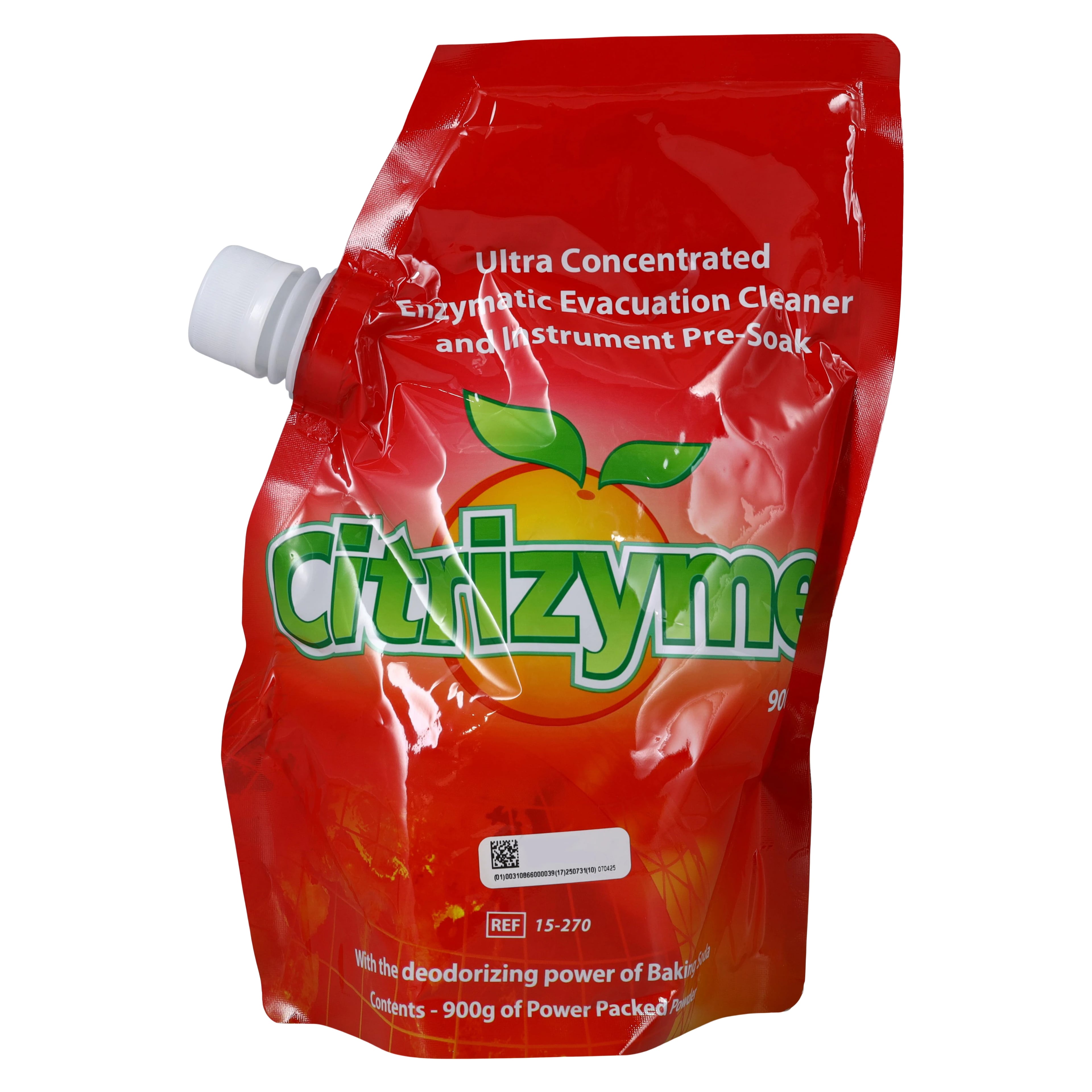 Citrizyme Ultra Concentrated Enzymatic Evacuation System Cleaner, Powder, 900g Pouch with EZ Pour Spout, 420 Treatments, 15-270