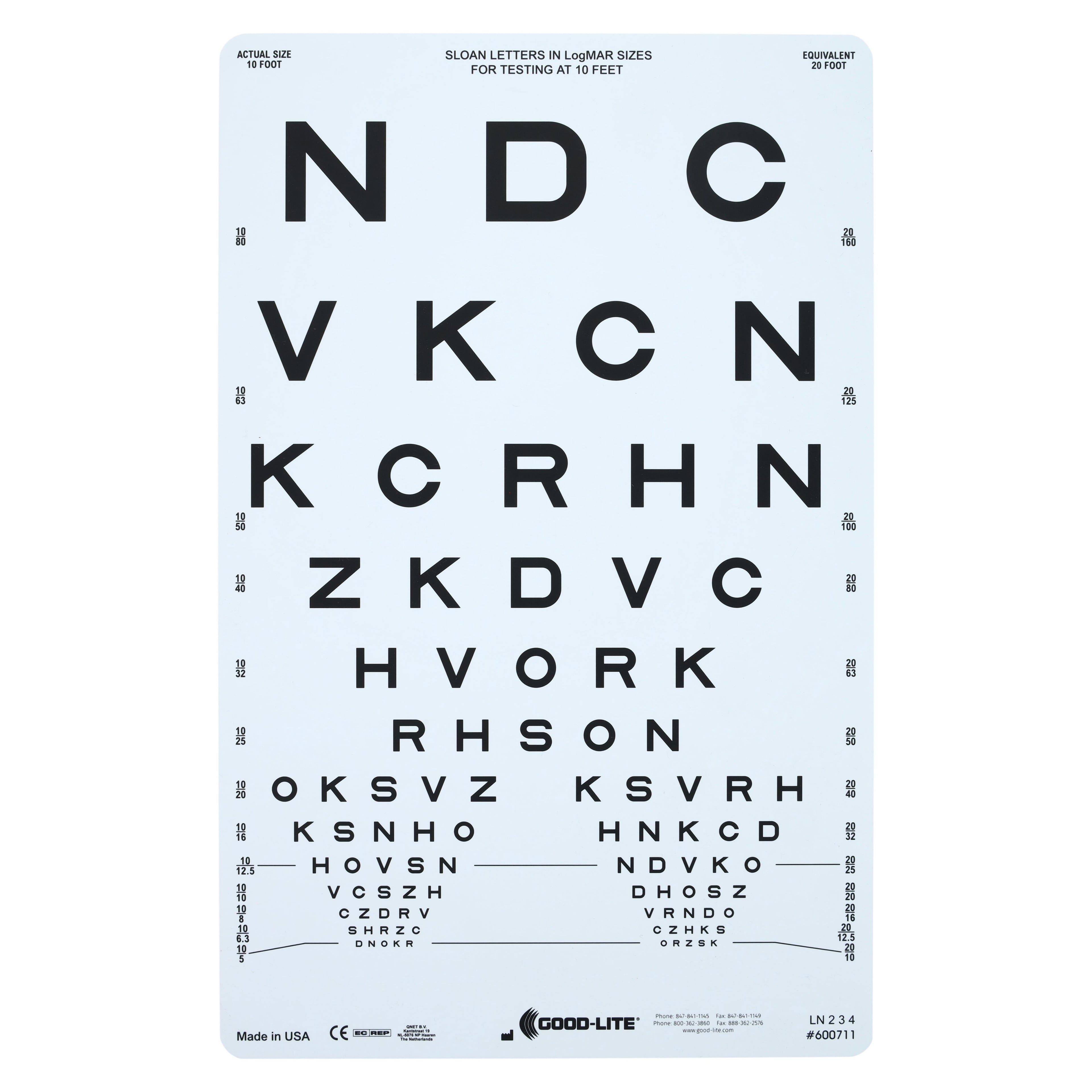 Good-Lite Sloan Letter Chart 10'