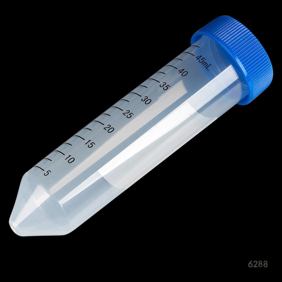 Globe Scientific Polypropylene Centrifuge Tube, 50mL, 30x115mm, Printed Graduations, Blue Screw Cap, Conical Bottom, Non-Sterile, 500/Case
