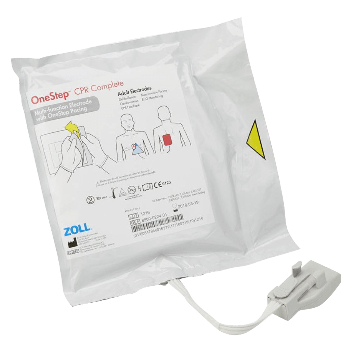 ZOLL OneStep Resuscitation Electrode, Adult, 8/Case