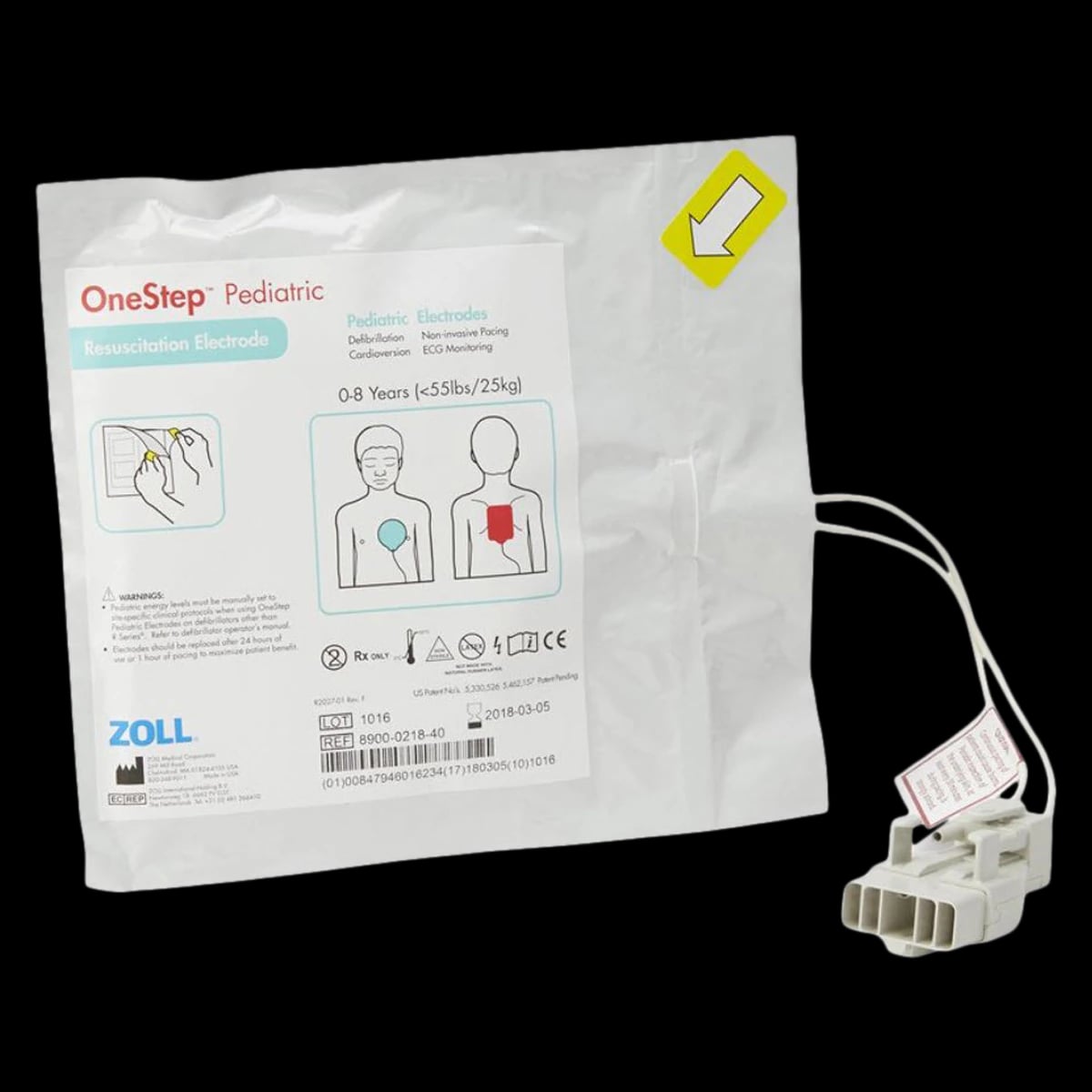ZOLL OneStep Resuscitation Electrode, Pediatric (<55 lb / <8 years), Solid Gel, Each